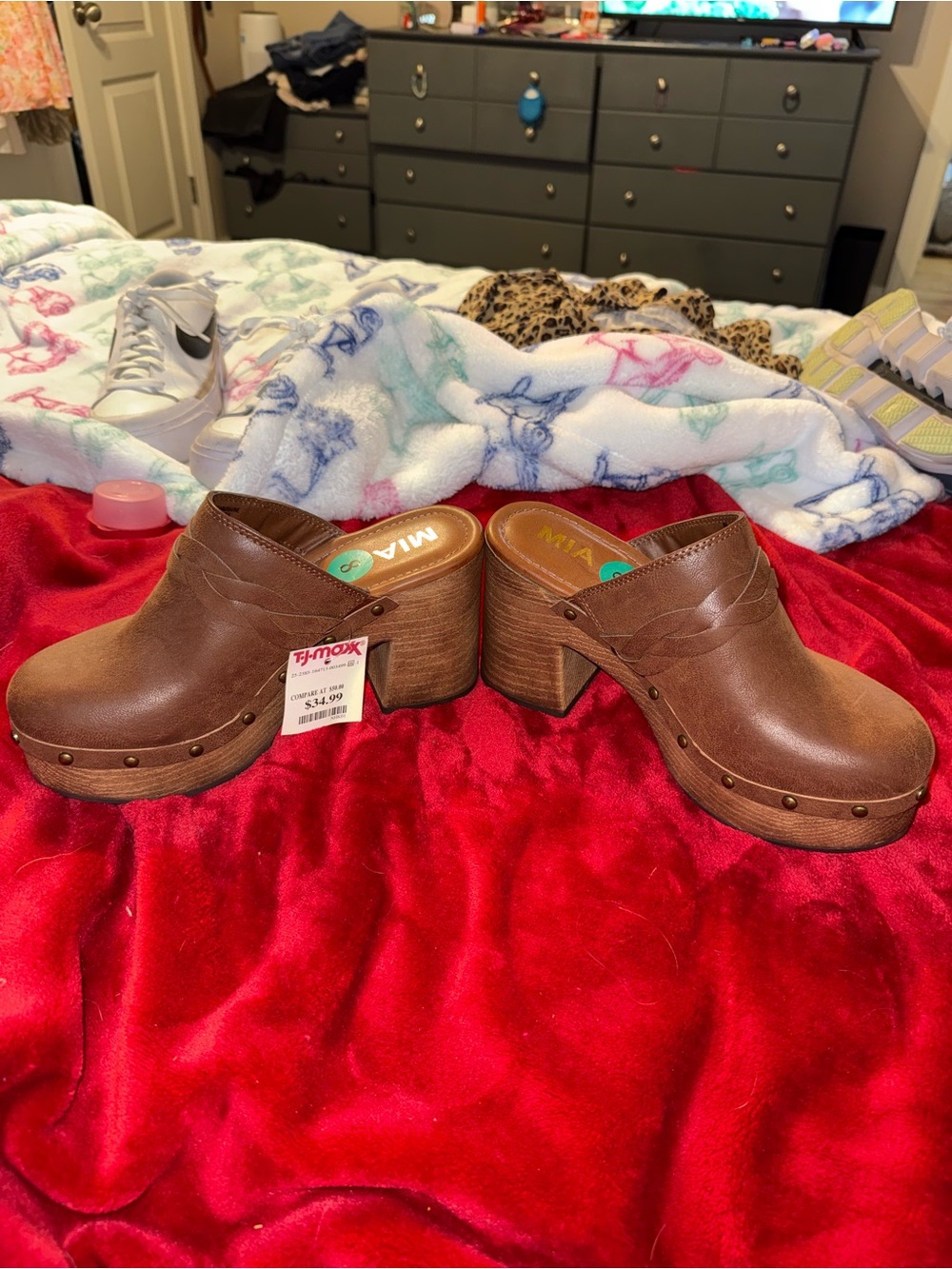 MIA Tan Braided Leather Mule Clogs - Picture 2 of 4